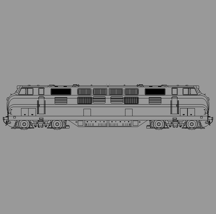 Bloque Autocad Vista de Maquina Tren diseño 01 en Perfil